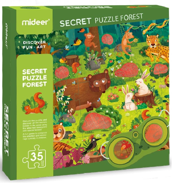 Miniatyrbild 1 av 5: MIDEER Secret Puzzle Forest Pussel 35 styck Djur