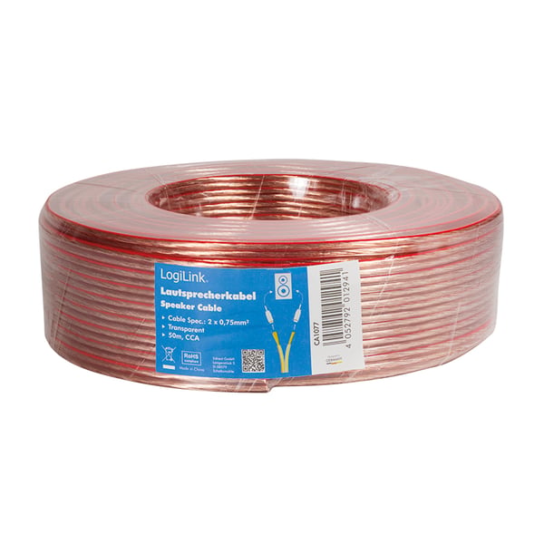 LogiLink CA1077 ljudkabel 50 m Transparent