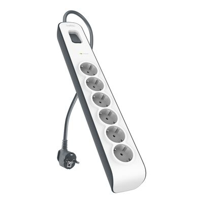 Belkin BSV603VF2M-V2 ylijännitesuoja Harmaa, Valkoinen 6 AC-pistorasia(a)