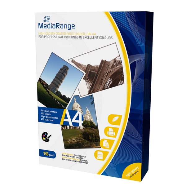 MediaRange MRINK107 valokuvapaperi A4 Valkoinen Kiilto