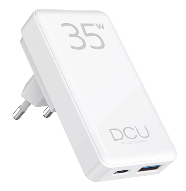 DCU Advance Tecnologic 37500135 oplader til mobil enhed Universel Hvid Vekselstrøm Hurtig opladning Indendørs, Udendørs