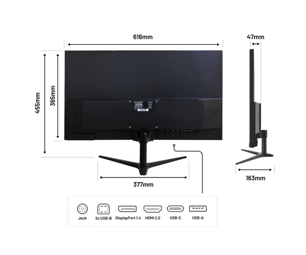 Miniatyrbillede 2 af 8: JAPANNEXT JN-IPS27WQHDR-C65W computerskærm 68,6 cm (27") 2560 x 1440 pixel Wide Quad HD LCD Sort