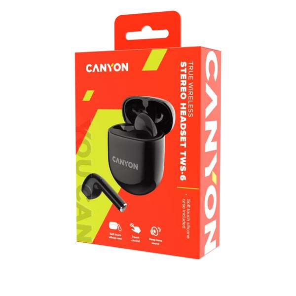 Canyon CNS-TWS6B hörlur och headset True Wireless Stereo (TWS) I öra Samtal/musik/sport/vardag Bluetooth Svart