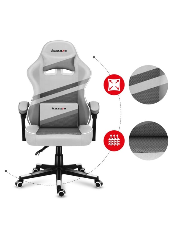 Huzaro FORCE 4.4 PC gamingstol Spand (vugge) sæde Grå, Hvid