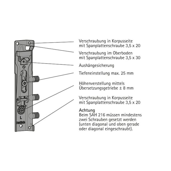 Hettich 79717 skufferulle & -skinne 55 kg