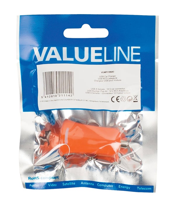 Miniatyrbillede 2 af 3: Valueline VLMP11950O oplader til mobil enhed Universel Orange Cigartænder Automatisk