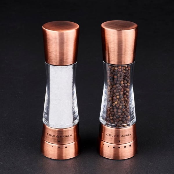 Cole & Mason H59418G krydderikværn Salt og peberkværn sæt Bronze, Transparent