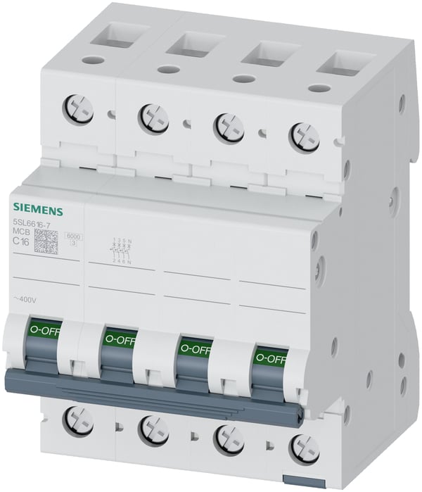 Siemens 5SL6616-7 kredsløbsafbryder Miniature strømafbryder 3P+N