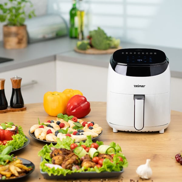 Zelmer ZAF3551W frituregryde Enkelt 3,5 L Enkeltstående 1200 W Lavfedt steger Sort, Hvid