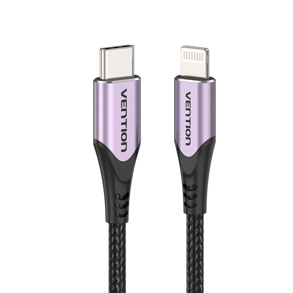Miniatyrbillede 5 af 6: Vention TACVF kabel til mobiltelefon Sort, Lilla 1 m USB C Lightning
