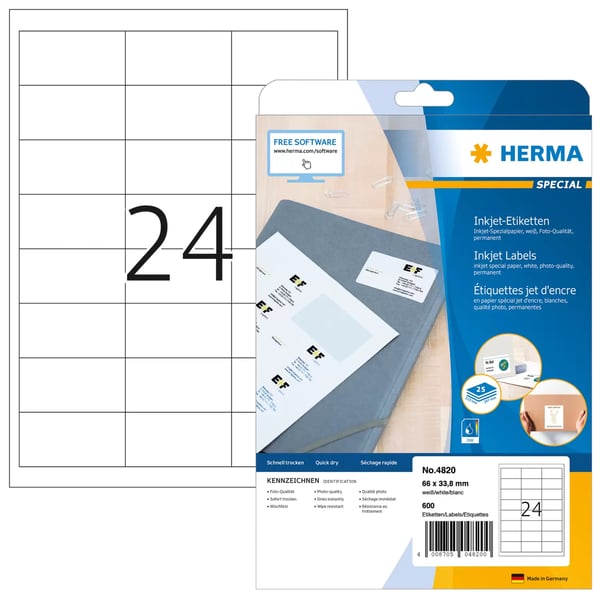 HERMA 4820 tulostintarra Valkoinen Itse kiinnittyvä tulostintarra