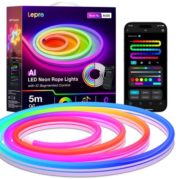 Miniatyrbillede 1 af 9: Lepro N1G05 intelligent belysning Intelligent strimmellys Wi-Fi/Bluetooth