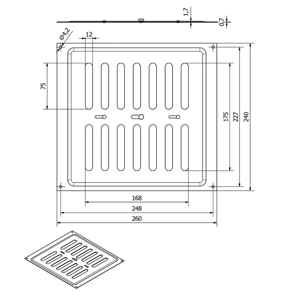 Miniatyrbillede 4 af 5: SOTECH 133178 ventilationsgitter Aluminium