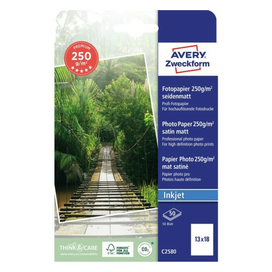 Avery C2580 fotopapir Hvid Semi-glans