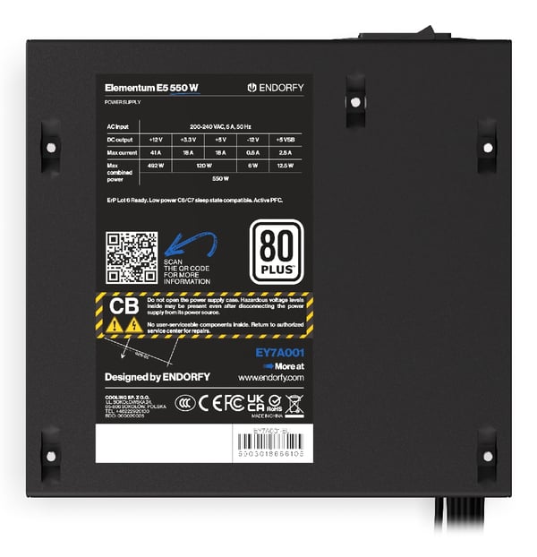Miniatyrbillede 3 af 8: ENDORFY Elementum E5 450W enhed til strømforsyning 24-pin ATX ATX Sort