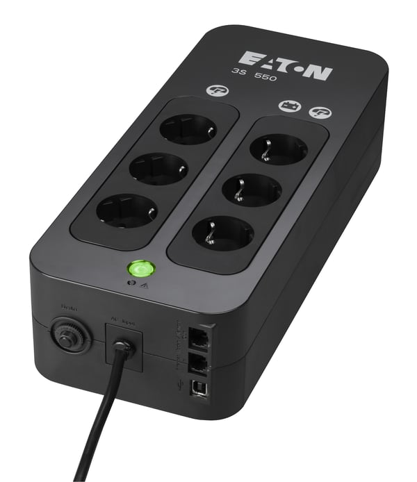 Eaton 3S 550 DIN UPS-virtalähde 0,55 kVA 330 W 6 AC-pistorasia(a) Eaton 3S 550 DIN UPS-virtalähde 0,55 kVA 330 W 6 AC-pistorasia(a)