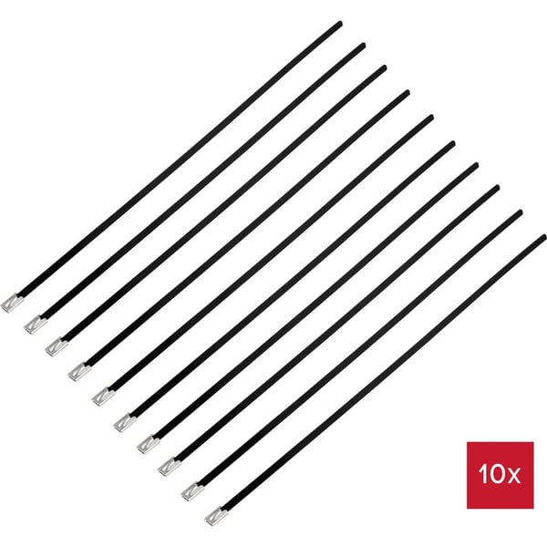 TRU COMPONENTS TC-12656668 kabelsamler Stige kabelbinder Rustfrit stål Sort, Rustfrit stål 10 stk