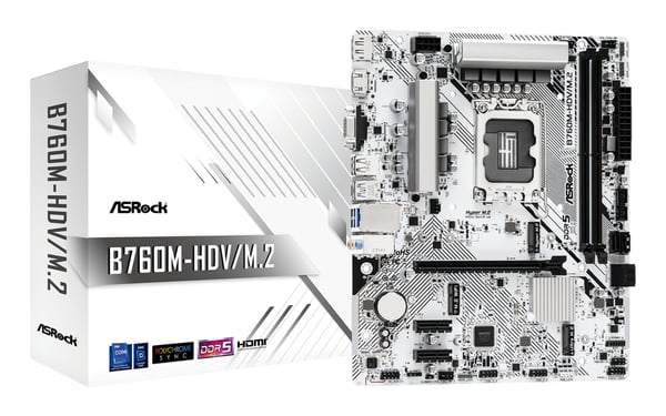 Miniatyrbild 1 av 5: Asrock B760M-HDV/M.2 moderkort Intel B760 LGA 1700 micro ATX