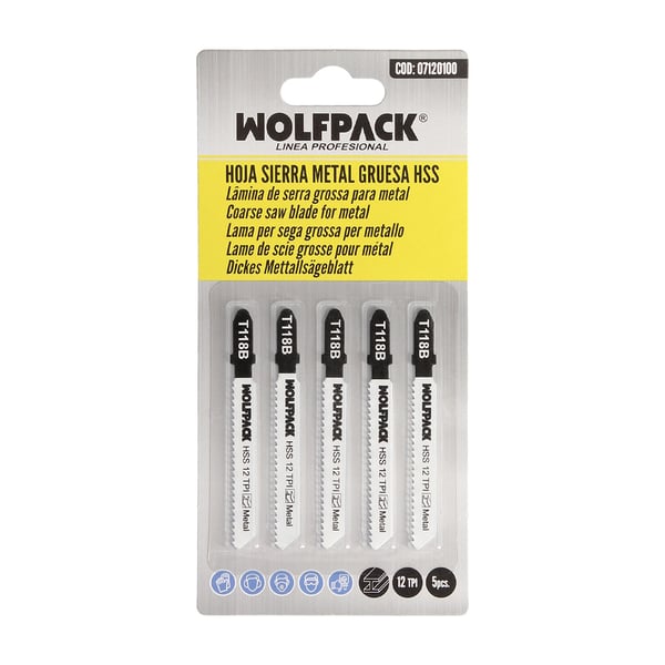 Pikkukuva 3 / 5: Wolfpack Hoja Sierra Calar Metal Grueso 5 Piezas HSS 21 TPI