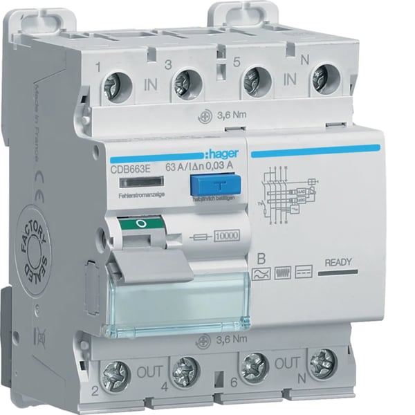 Hager CDB663E kredsløbsafbryder Type B 4