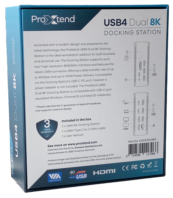 Miniatyrbillede 4 af 5: ProXtend DOCK2XUSB4 dockingstation Ledningsført USB4 Grå