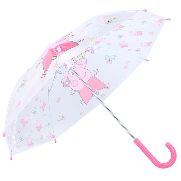 Peppa Pig Rainy Days lasten sateenvarjo Läpinäkyvä, Vaaleanpunainen