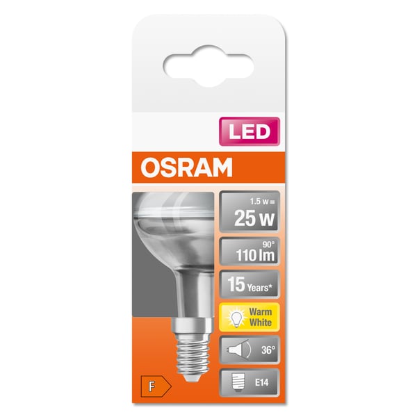 Miniatyrbild 2 av 4: Osram STAR LED-lampor Varmvitt 2700 K 1,6 W E14 F