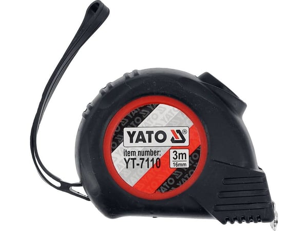 Yato YT-7110 målebånd 3 m Acrylonitrilbutadienstyren, Gummi Sort