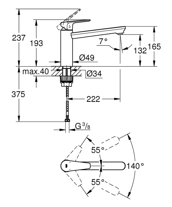 GROHE BauEdge Krom