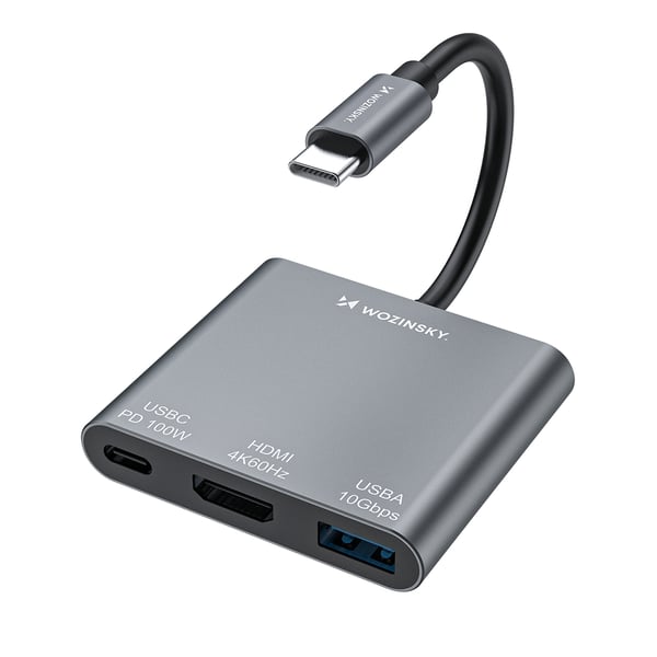 Miniatyrbillede 1 af 5: Wozinsky WHCH-01 USB 3.2 Gen 2 (3.1 Gen 2) Type-C 10000 Mbit/s Grå