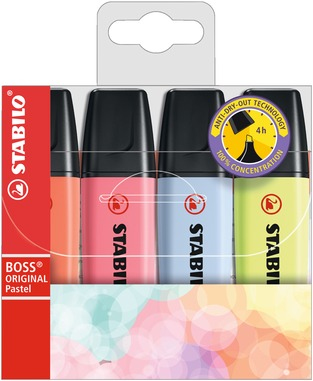STABILO Boss Original Pastel speedmarker 4 stk Mejselspids Flerfarvet