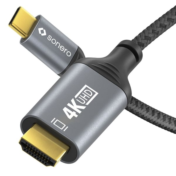 Miniatyrbild 4 av 4: sonero SPC-V100-020 videokabeladapter 2 m USB Type-C HDMI Svart, Grå