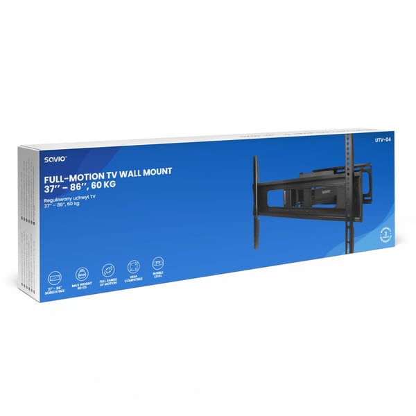 Miniatyrbillede 5 af 7: Savio UTV-04 tv-beslag 2,18 m (86") Sort