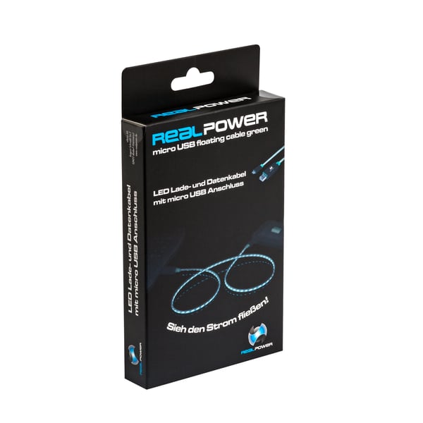RealPower USB A/Micro-USB B 0.75m USB-kablar USB 2.0 0,75 m Svart, Grön