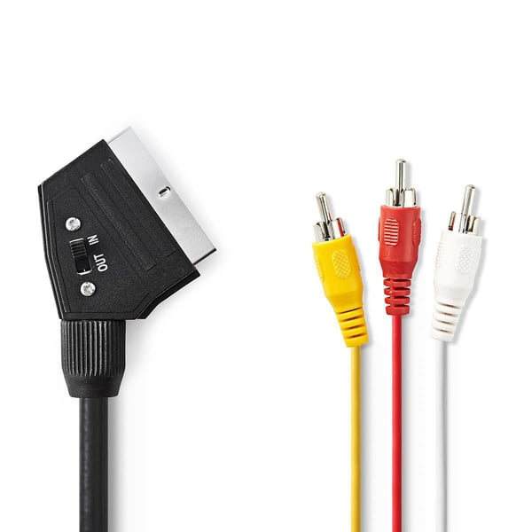 Nedis CVGP31130BK10 SCARt kabel 1 m 3 x RCA Sort