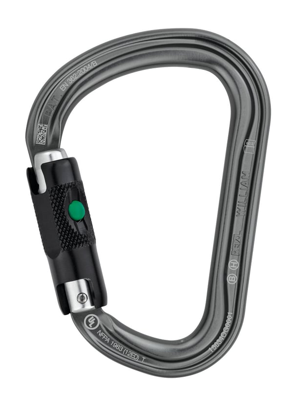 Miniatyrbild 1 av 3: Petzl M36A BL klättringskarbiner Låsbar karbinhake D-formad Aluminium Grå 1 styck
