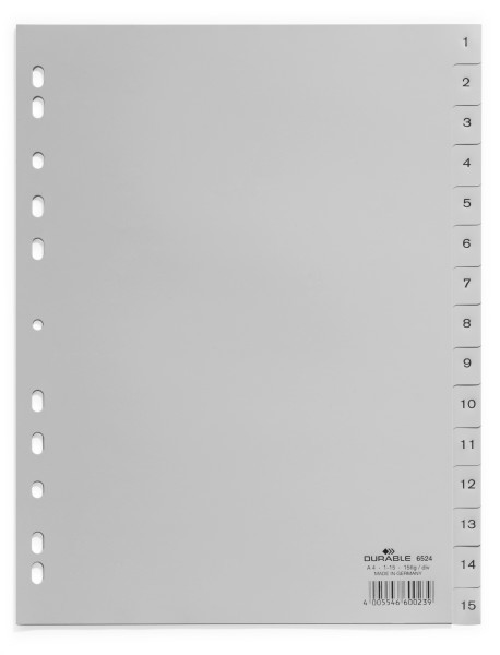 Durable 652410 faneskiller Numerisk faneindeks Polypropylen (PP) Grå