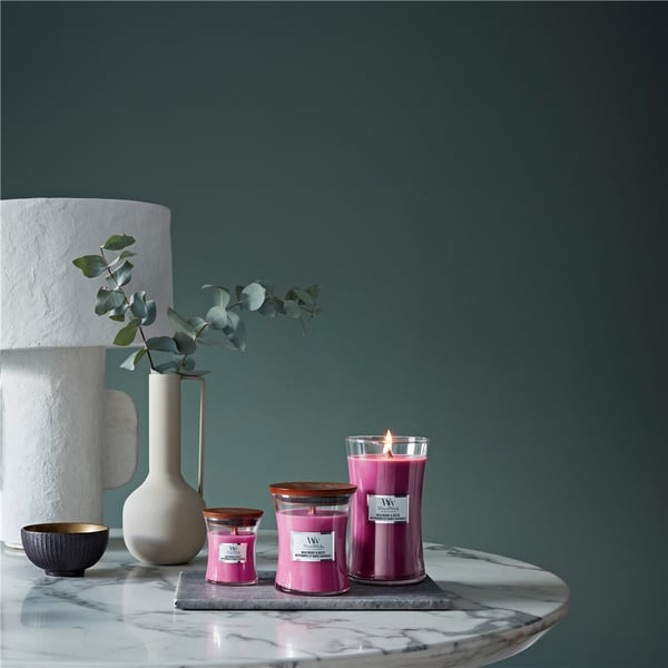 WoodWick Wild Berry & Beets Mini Jar vokslys Rund Lyserød 1 stk