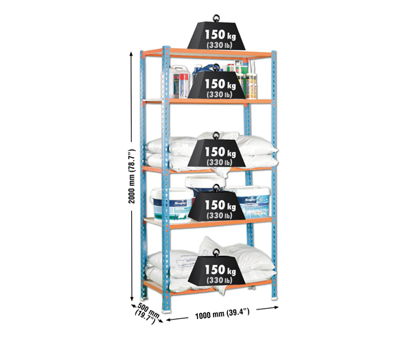 Simonrack Maderclick Plus 5/500 Træ Metal Orange, Blå, Naturtræ