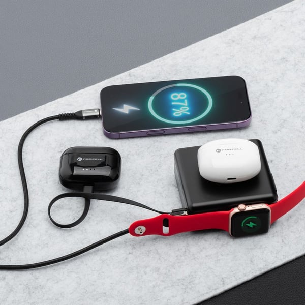 Miniatyrbillede 12 af 13: Forcell 5903396375378 powerbank 15000 mAh Trådløs opladning Sort