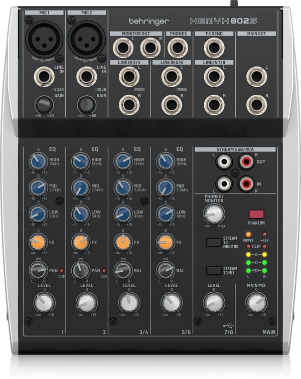 Miniatyrbillede 1 af 4: Behringer Xenyx 802S 2 kanaler Sort, Sølv