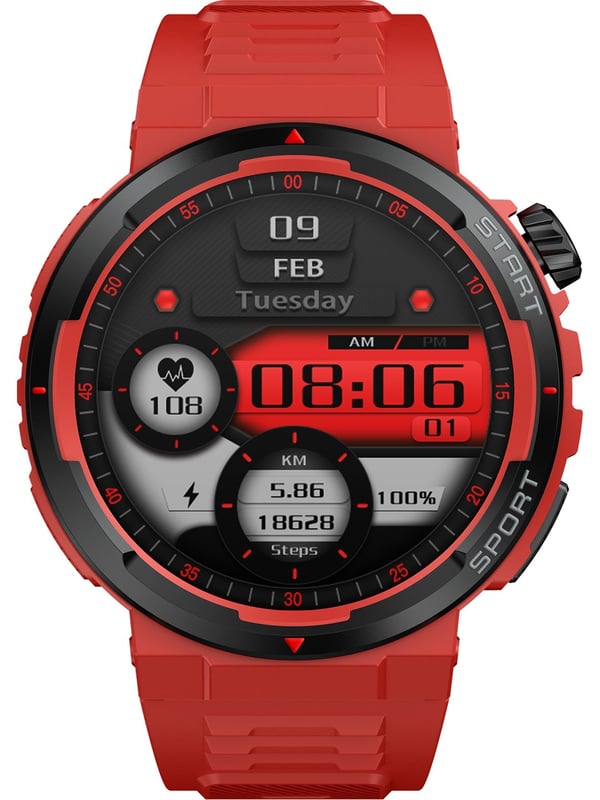 Zeblaze ARES 3 PLUS 3,63 cm (1.43") AMOLED 45 mm Digital 466 x 466 pixel Berøringsskærm Sort, Rød