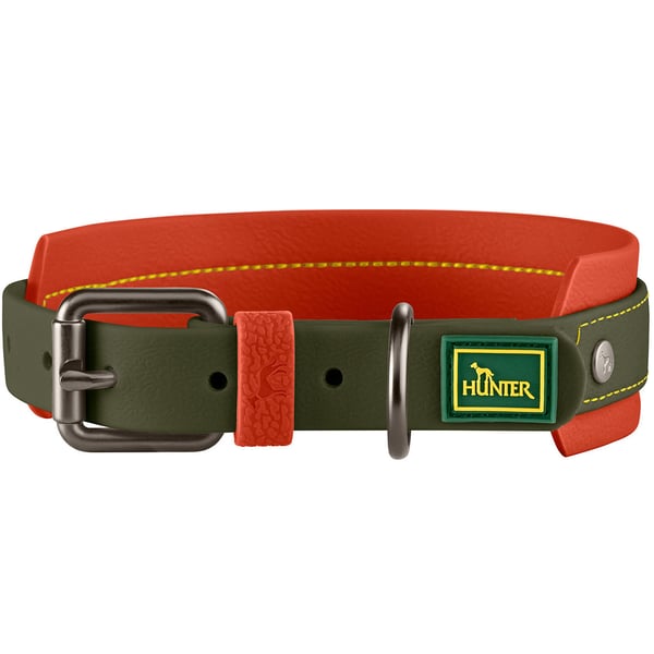 Hunter Havanna Grøn, Orange Stof, Plast M Hund Standardkrave