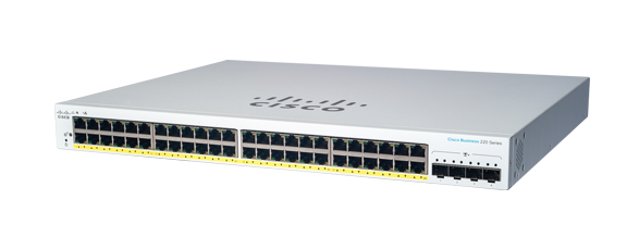 Cisco CBS220-48FP-4X Administreret L2 Gigabit Ethernet (10/100/1000) Strøm over Ethernet (PoE) Hvid
