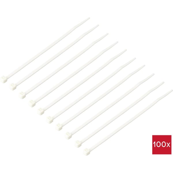 TRU COMPONENTS TC-12533332 Kabelbinder Weiß Flammhemmend 100 St. kabelsamler Stige kabelbinder Polyamid Hvid 100 stk