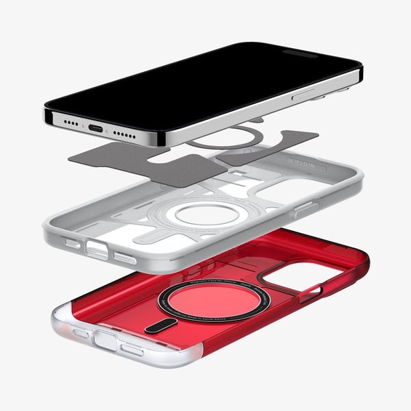 Spigen Classic C1 MagFit matkapuhelimen suojakotelo 15,5 cm (6.1") Suojus Punainen