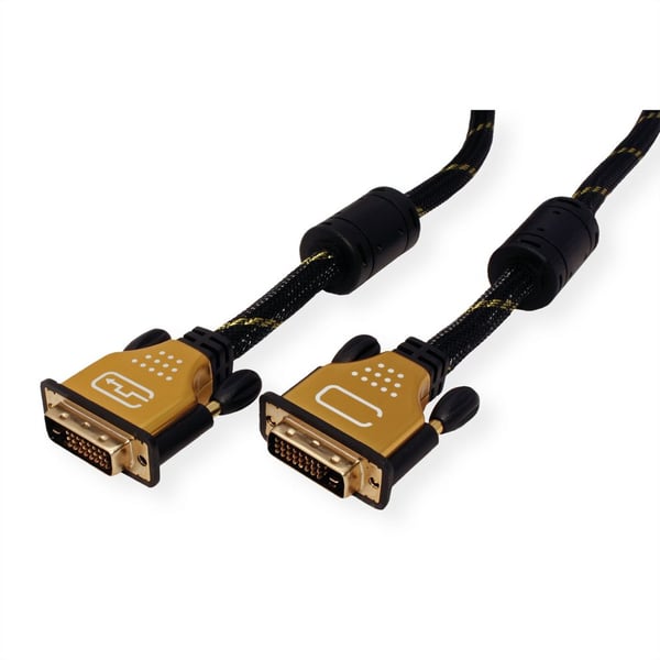 ROLINE 11.04.5512 DVI kabel 2 m DVI-D Sort, Guld