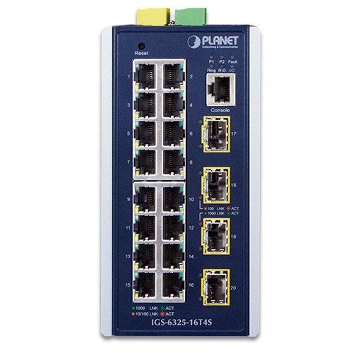 PLANET IGS-6325-16T4S netværksswitch Administreret L3 Gigabit Ethernet (10/100/1000) Blå, Grå
