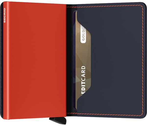 Miniatyrbild 3 av 3: Secrid Slim Wallet Vikfodral Blå, Orange Läder