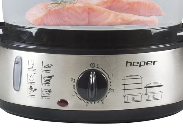 Pikkukuva 3 / 6: Beper BC.250 höyrykeitin 3 kori(a) Pöytämalli 800 W Ruostumaton teräs, Läpinäkyvä